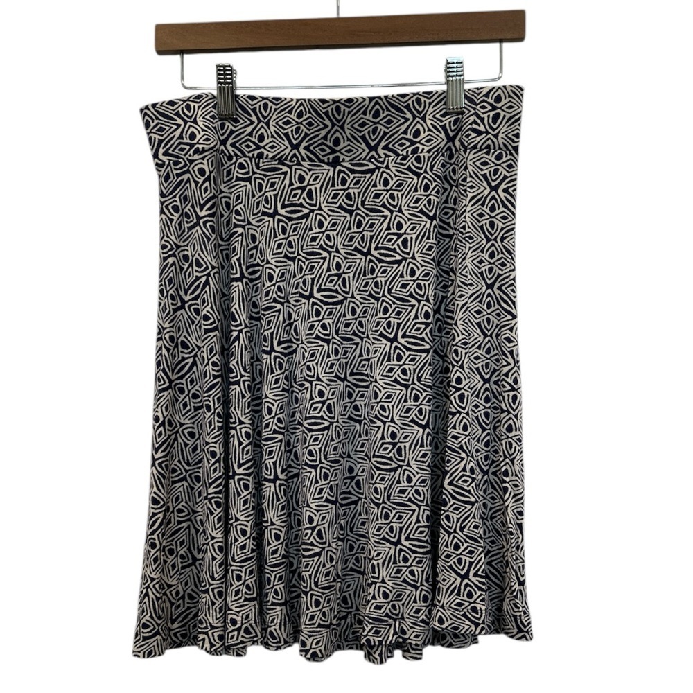 LOFT Black and White Pleated A-Line Skirt